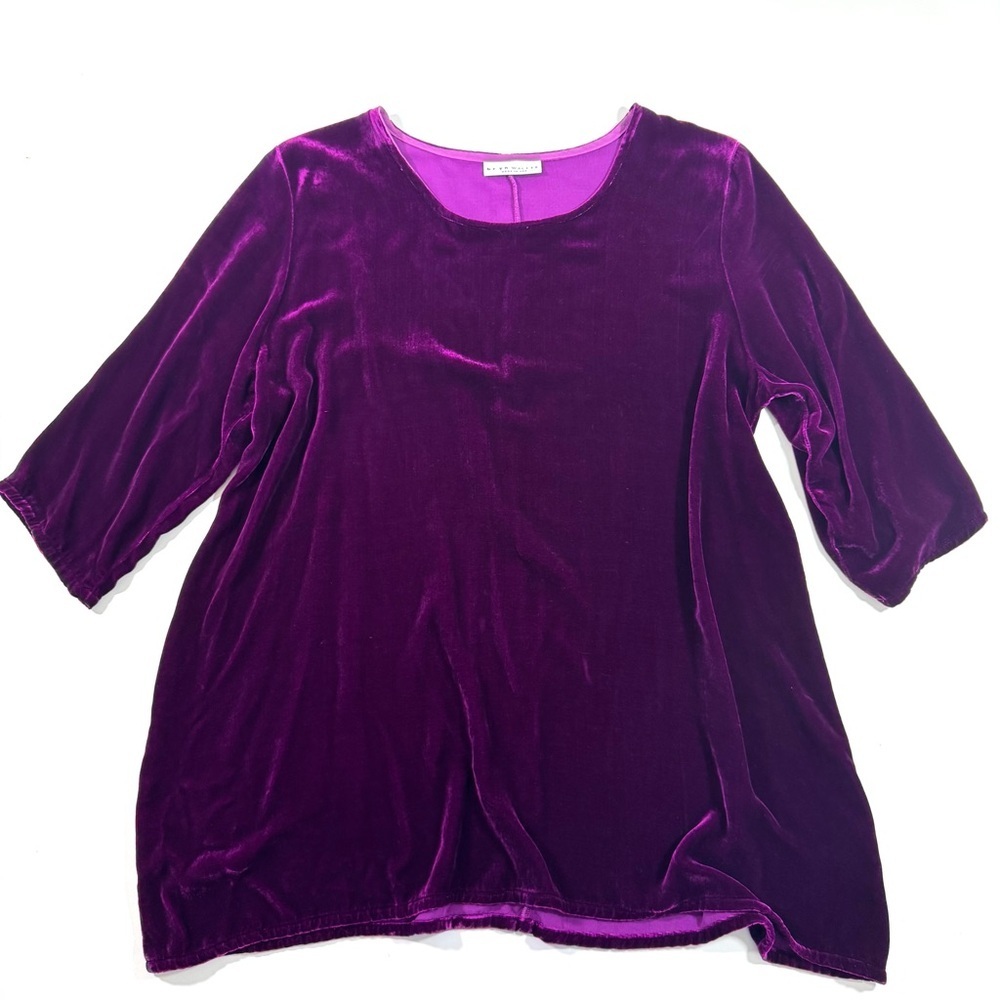 Bryn Walker Round Neck Velvet Tunic Shirt Silk Blend